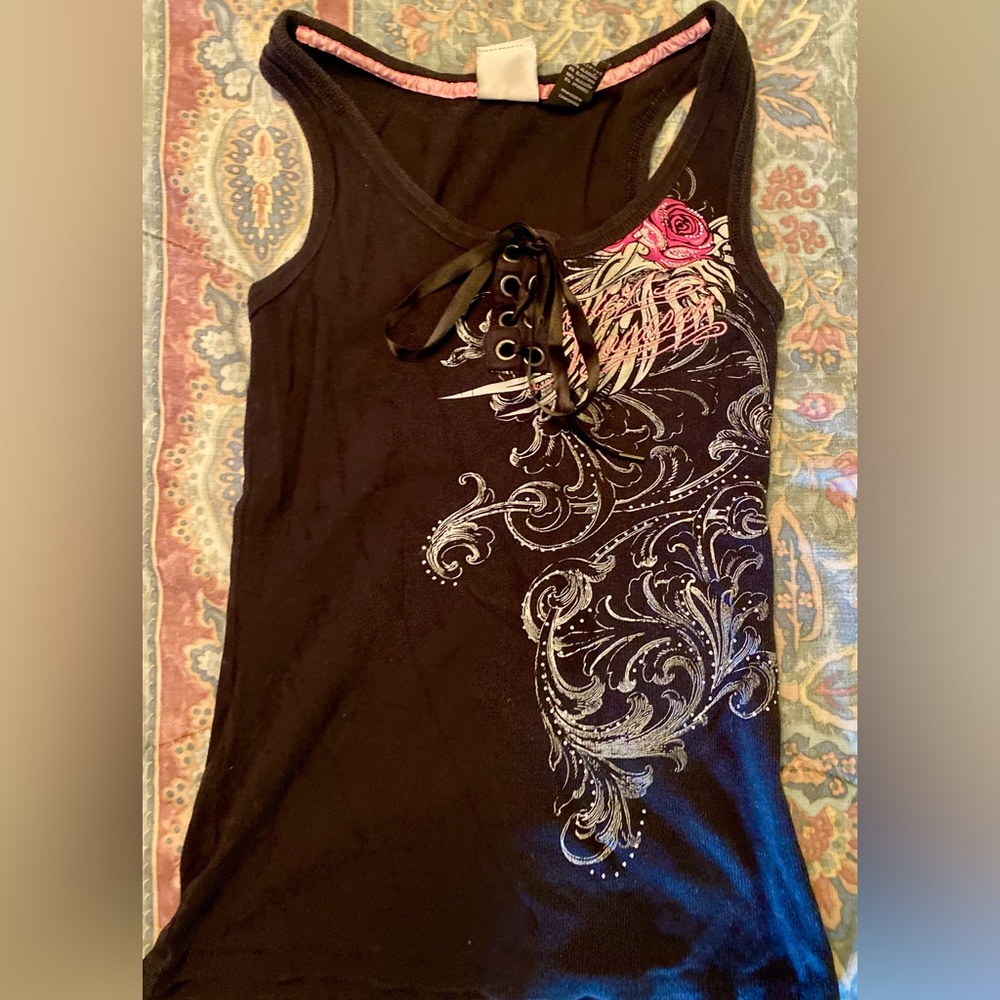 Harley Davidson  Sleeveless Tank Top with Pink Accents Size S